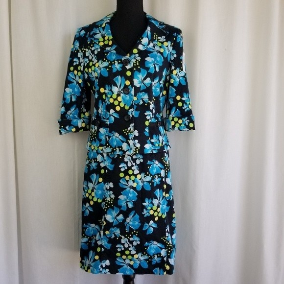 CONRAD C a-line skirt floral black turquoise 12P - Picture 6 of 6